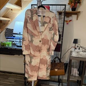 Mystree Pink Camo Longline Blazer Jacket Size  Medium 100% Cotton